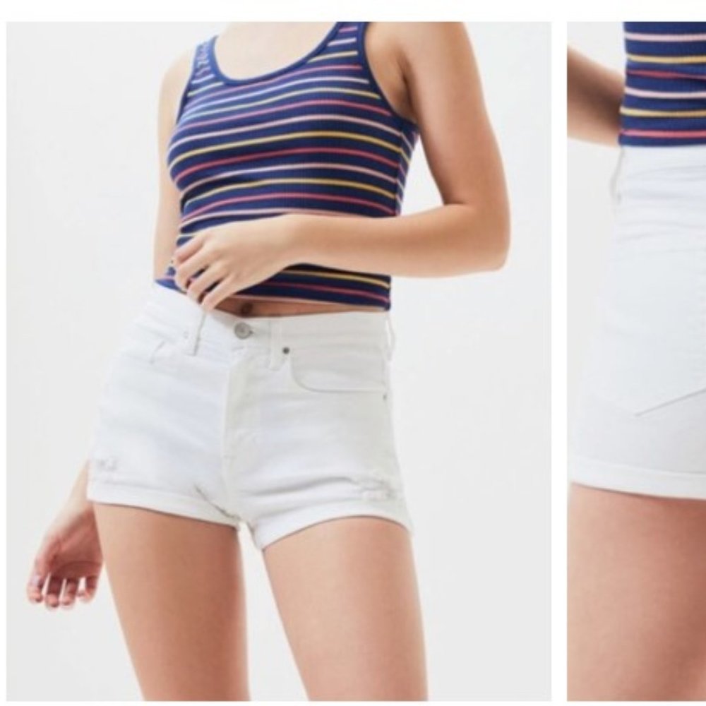 Pacsun women white distressed shorts, "the shortie", 25